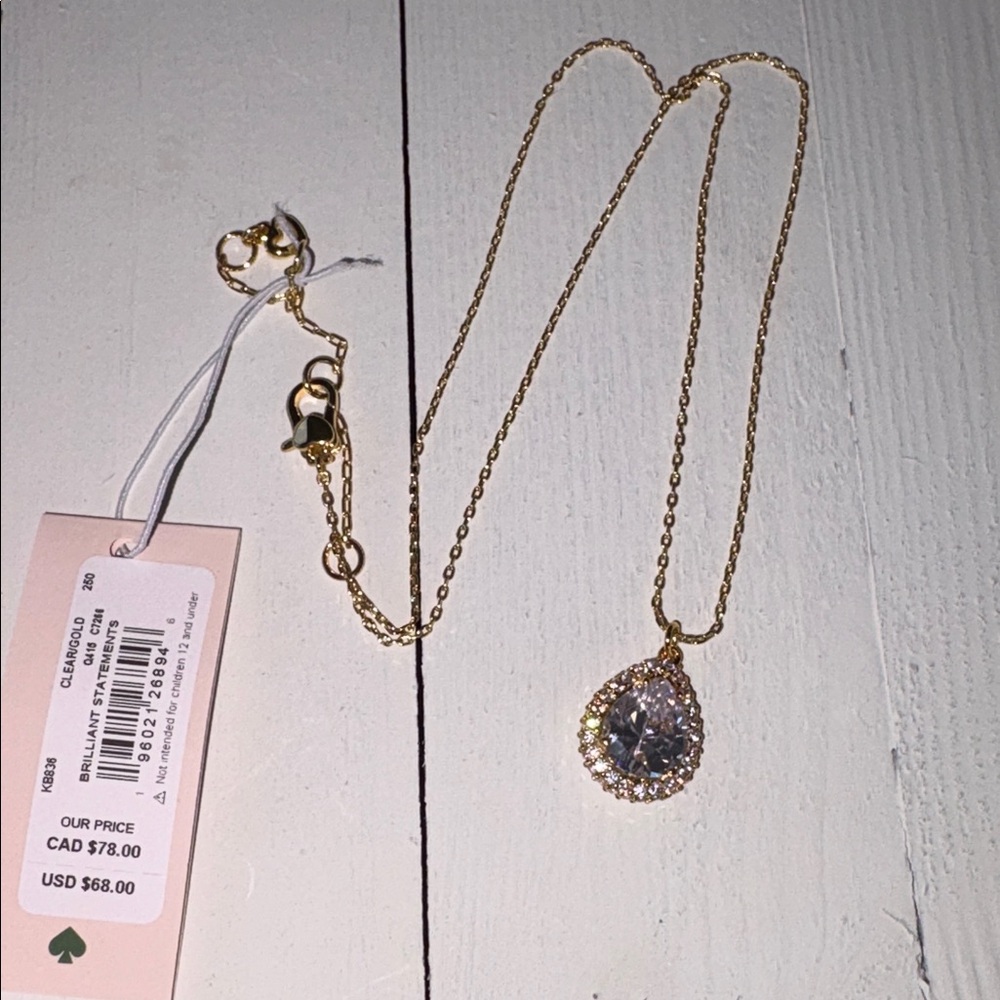 Kate Spade brilliant statement pave halo necklace in Gold nwt - Picture 7 of 7